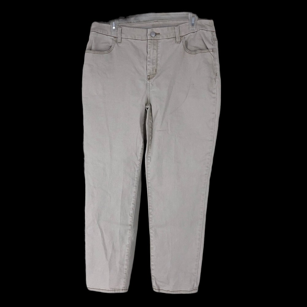 Chicos Perfect Stretch Girlfriend Slim Leg Ankle Jeans Beige SZ 14